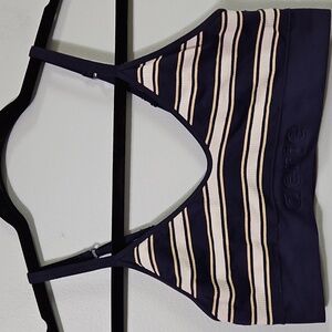 Aerie Navy & White Striped Wire Free Pad Free Adjustable Straps Sports Bra Top M